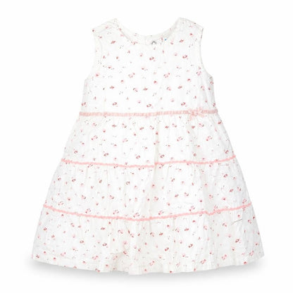 Front view of Adams girls’ white floral a-line, size 3-6, months