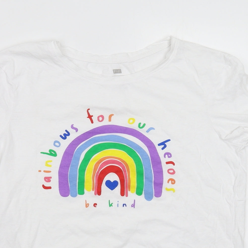 F&F Womens White   Basic T-Shirt Size S  - Be Kind
