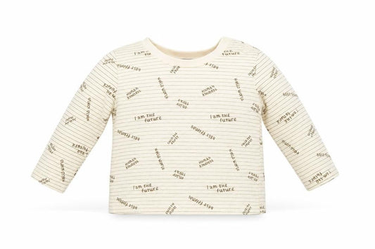Front view of Primark boys’ ivory striped jumper, size 6-9, months