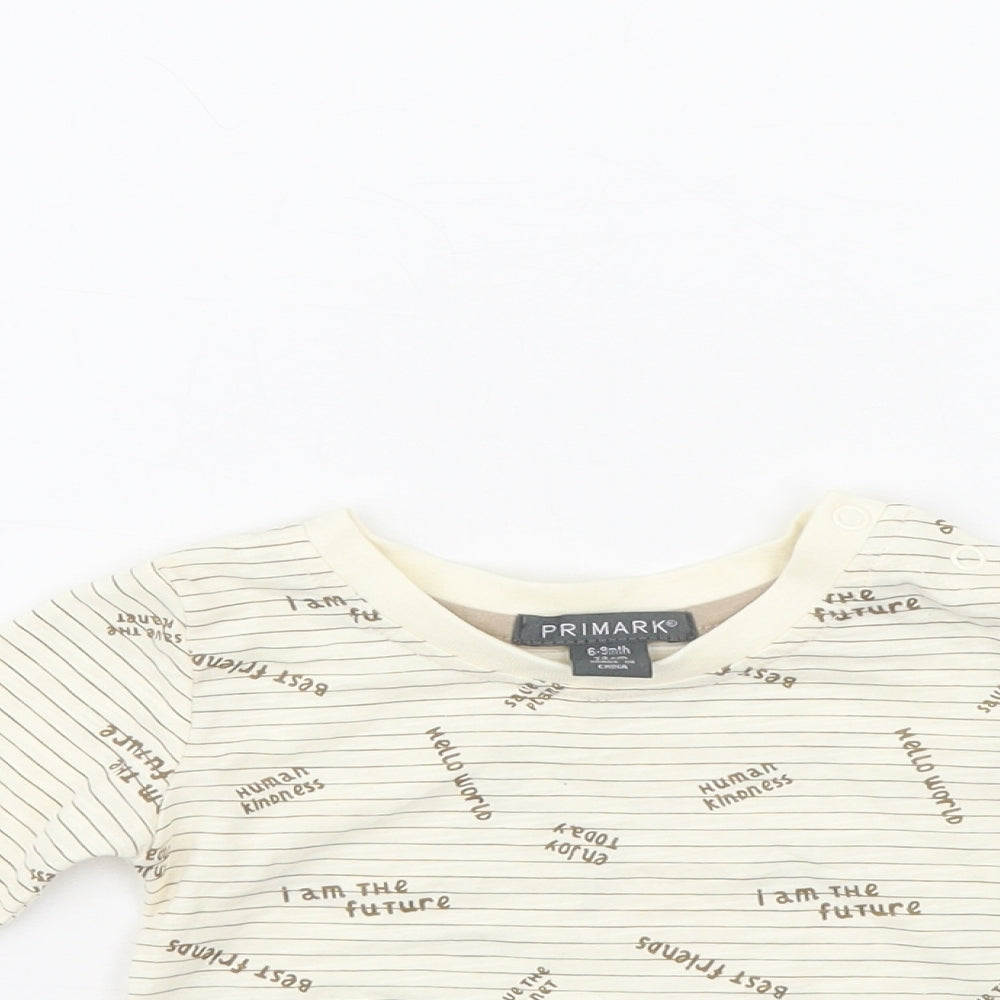 Primark Boys Ivory Striped  Pullover Jumper Size 6-9 Months