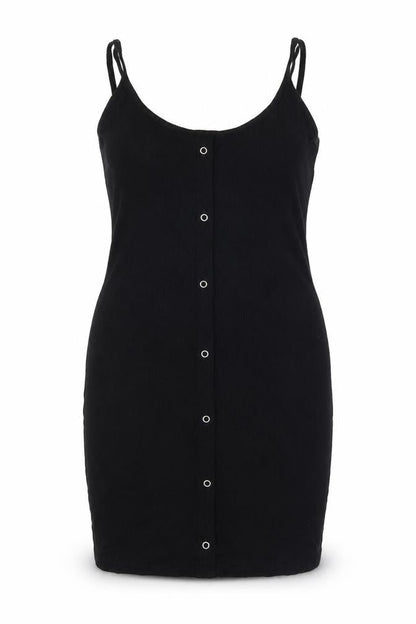 Front view of ASOS women’s black basic button-up, size UK 8