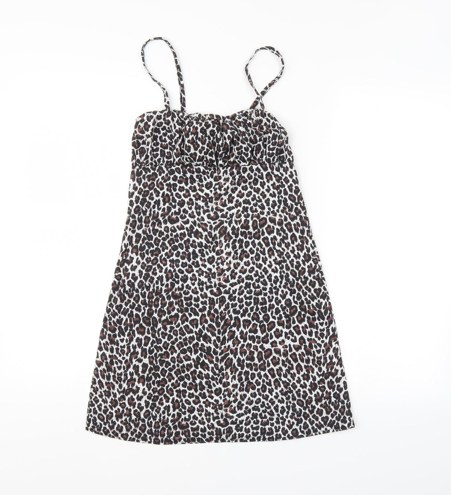 PRETTYLITTLETHING Womens Brown Animal Print  Basic Blouse Size 4