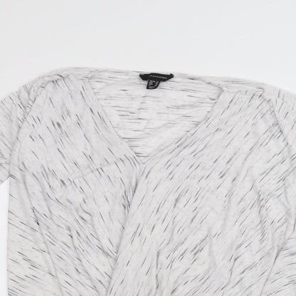 Close-up detail of Atmosphere women’s white basic t-shirt, size UK 14