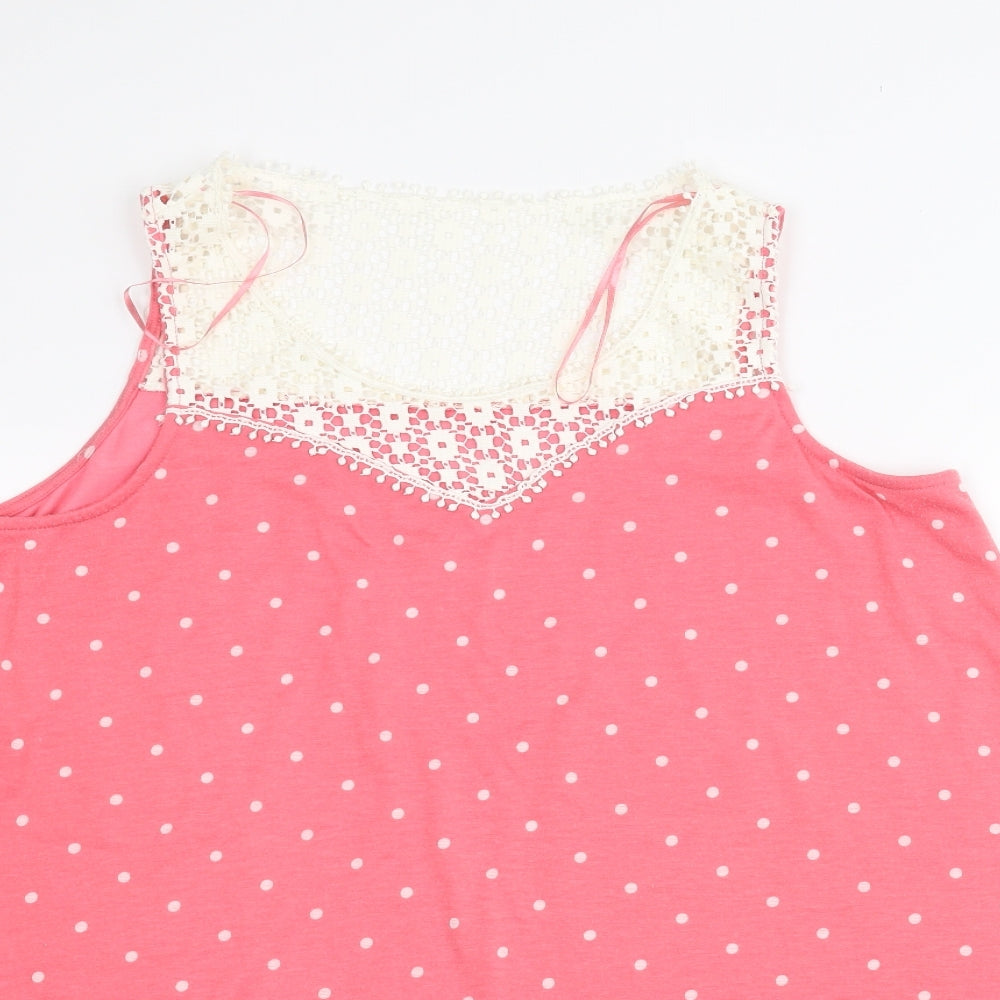 George Womens Pink Polka Dot  Basic Blouse Size 14