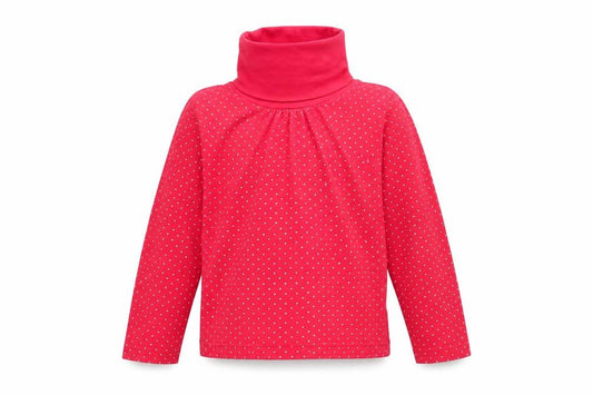 Front view of pink & black girls’ pink polka dot basic t-shirt, size 5-6, years