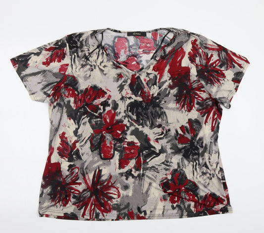 Cruz Womens Grey Floral  Basic Blouse Size XL