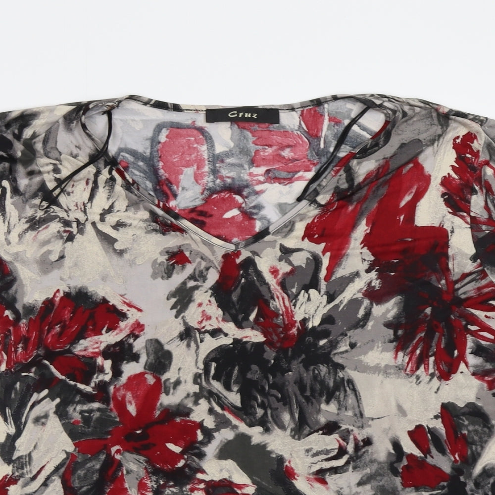 Cruz Womens Grey Floral  Basic Blouse Size XL
