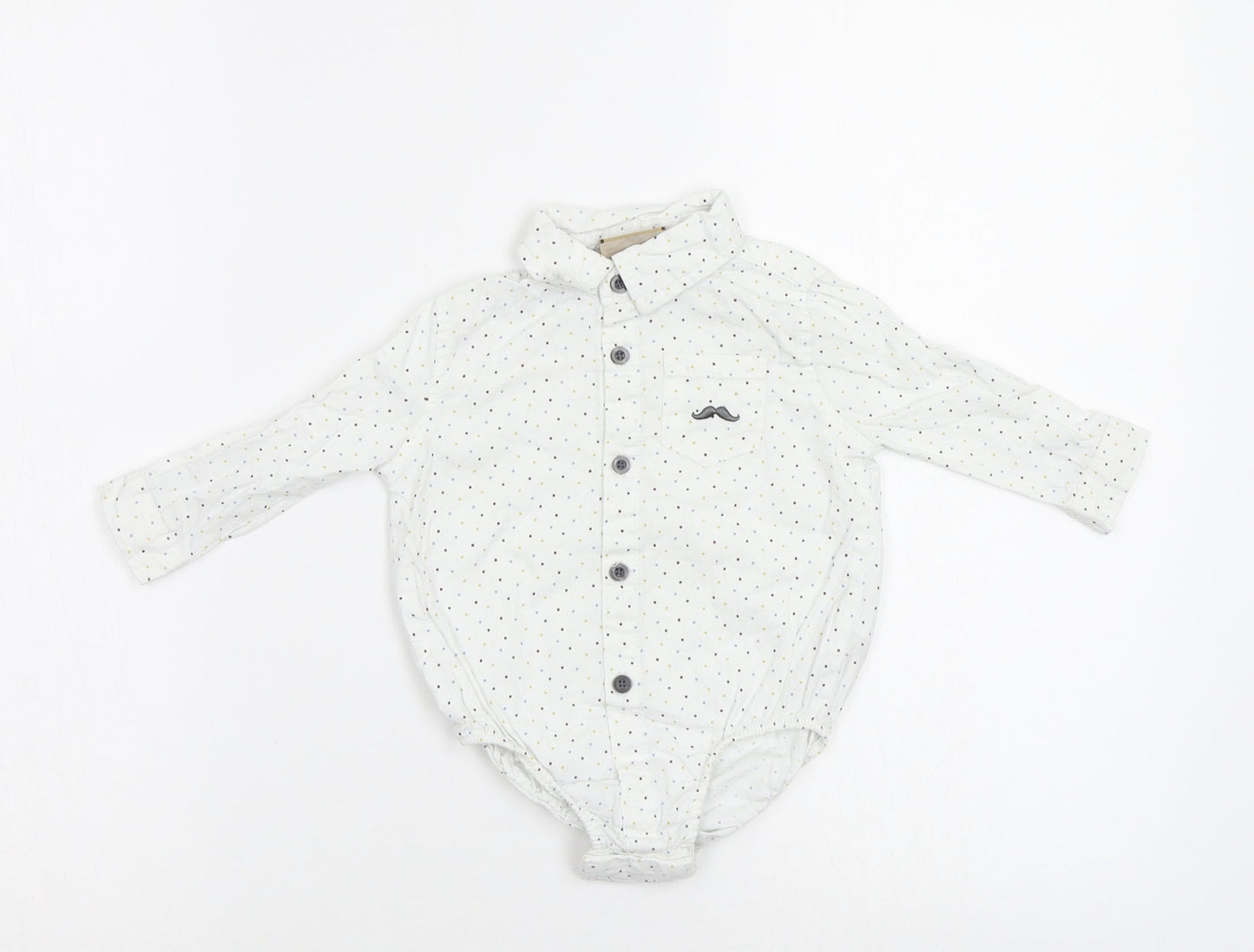 Little Gent Baby White Polka Dot  Babygrow One-Piece Size 3-6 Months
