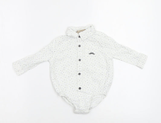 Little Gent Baby White Polka Dot  Babygrow One-Piece Size 3-6 Months