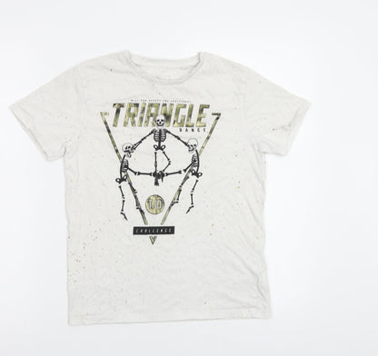 Additional front view of Next girls’ beige polka dot basic t-shirt, size 10, years - skeleton
