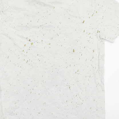 Brand and care label for Next girls’ beige polka dot basic t-shirt, size 10, years - skeleton