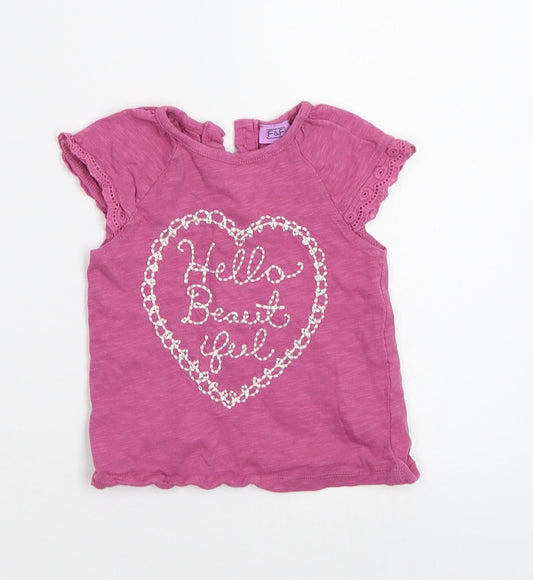 F&F Baby Pink   Basic T-Shirt Size 12-18 Months  - Heart