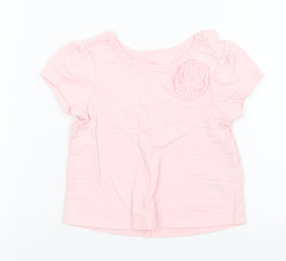 Additional front view of Nutmeg girls’ pink basic t-shirt, size 0-3, months