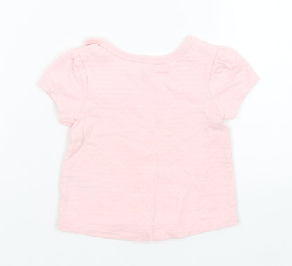 Back view of Nutmeg girls’ pink basic t-shirt, size 0-3, months