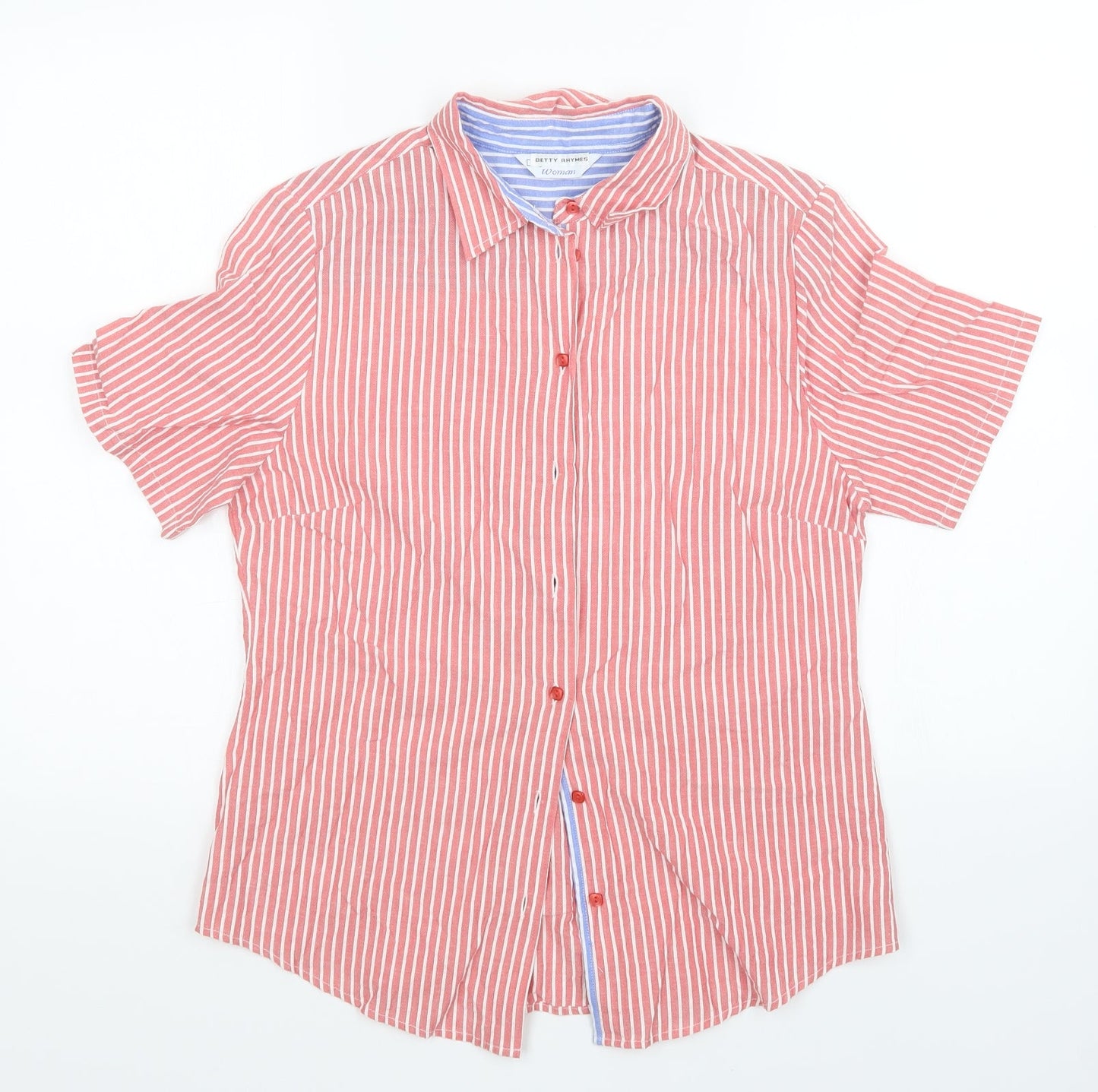 Prewron Womens Red Striped  Basic Button-Up Size 10