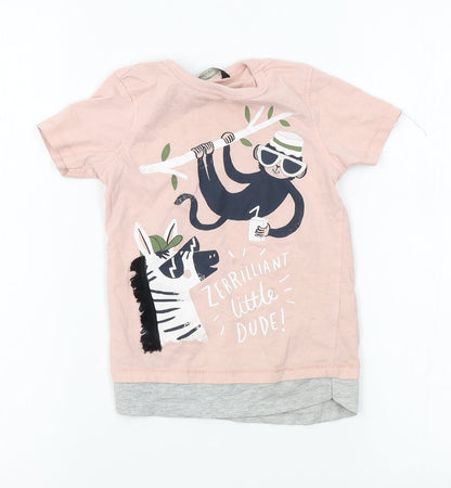 Front view of George girls’ pink basic t-shirt, size 2-3, years