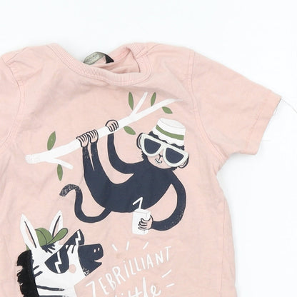 Close-up detail of George girls’ pink basic t-shirt, size 2-3, years