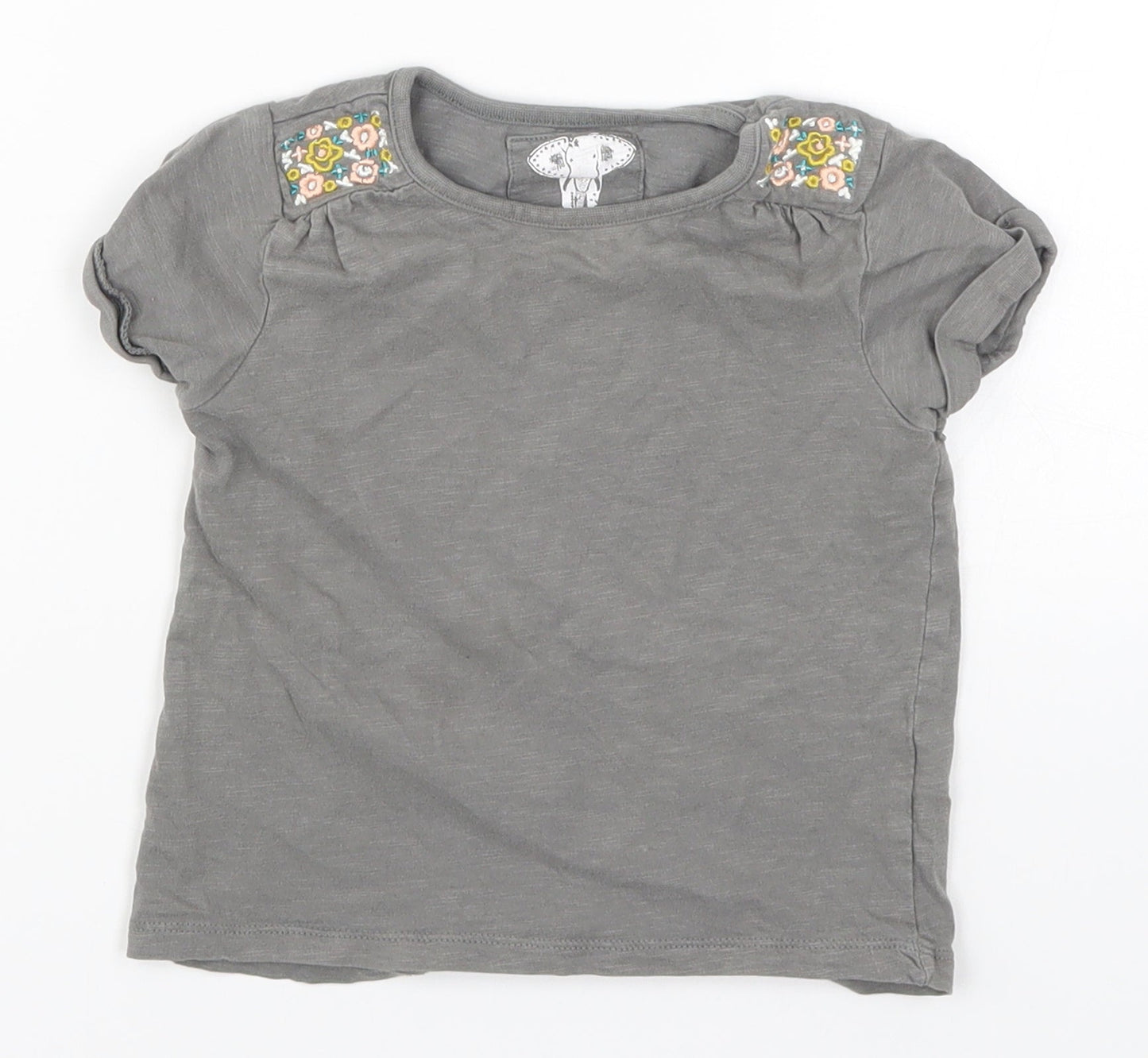 TU Girls Grey Floral  Basic T-Shirt Size 3 Years