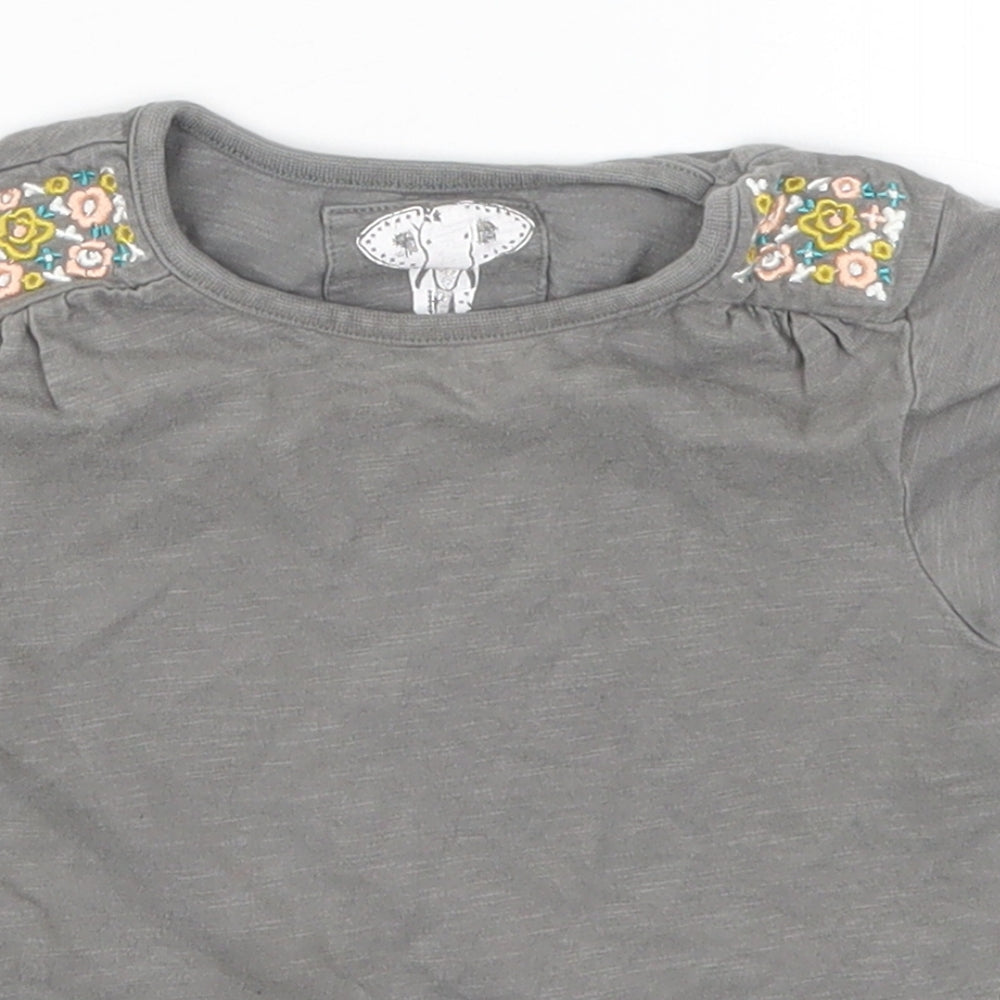 TU Girls Grey Floral  Basic T-Shirt Size 3 Years