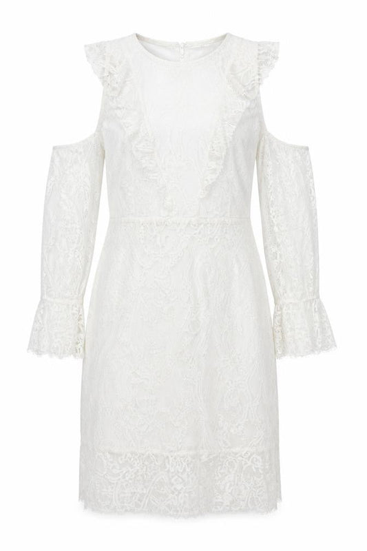 PRETTYLITTLETHING Womens White  Lace Pencil Dress  Size 14