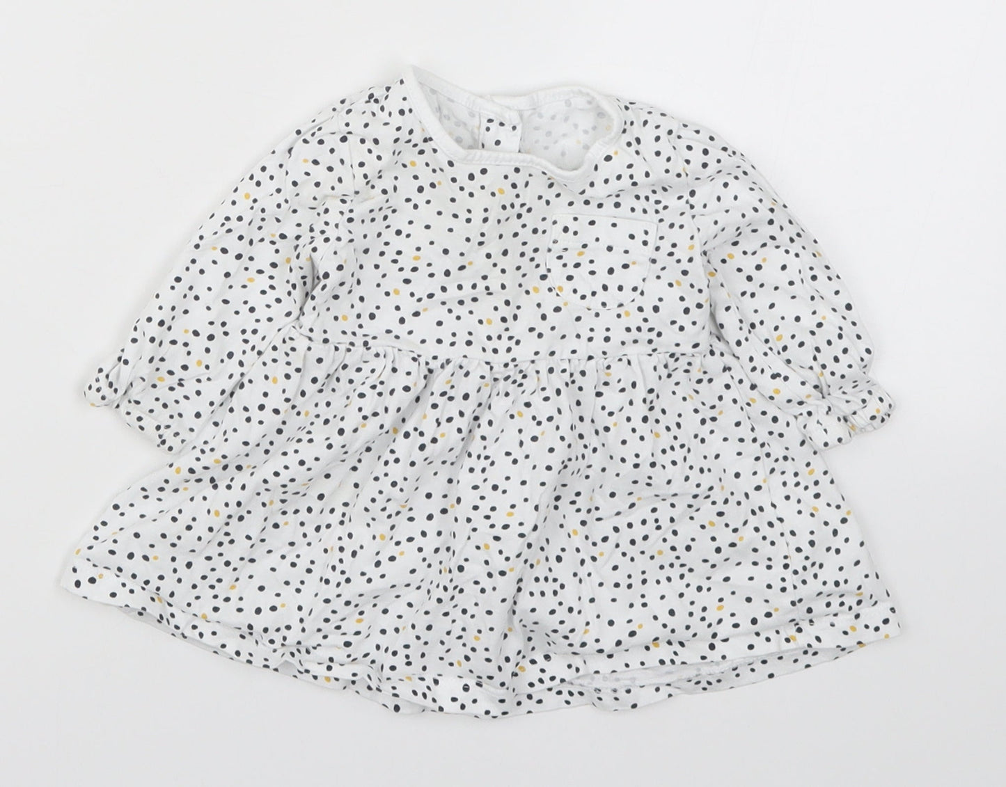 Matalan Girls White Polka Dot  Skater Dress  Size 3-6 Months
