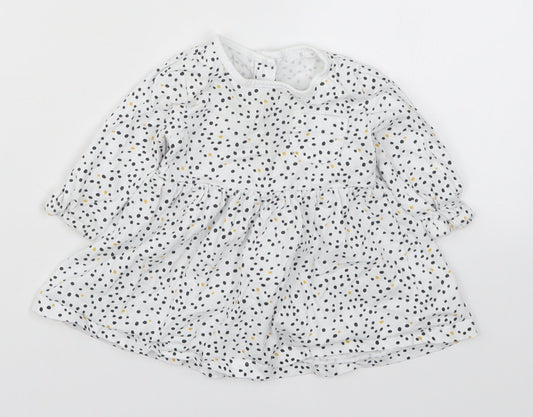 Matalan Girls White Polka Dot  Skater Dress  Size 3-6 Months