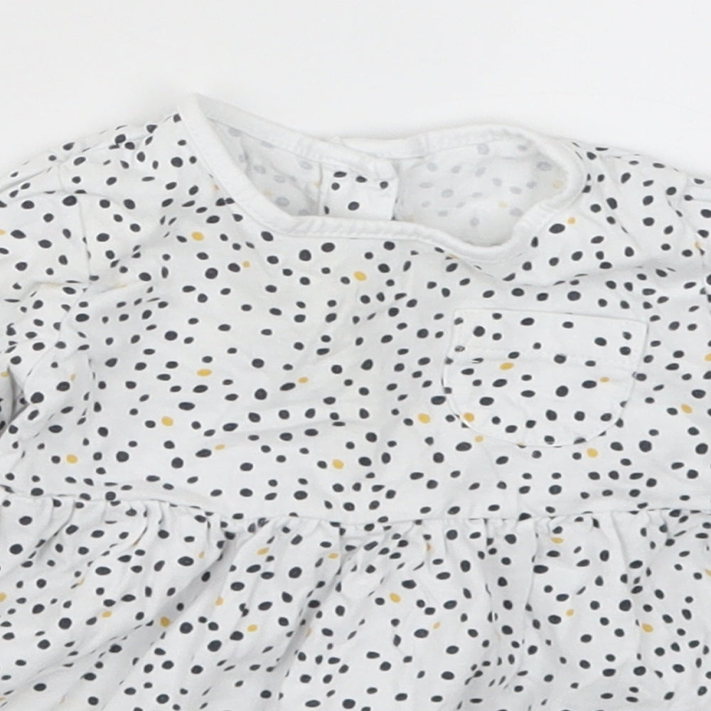 Matalan Girls White Polka Dot  Skater Dress  Size 3-6 Months