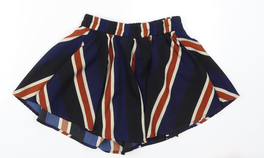 PRETTYLITTLETHING Womens Blue Striped  Hot Pants Shorts Size 6