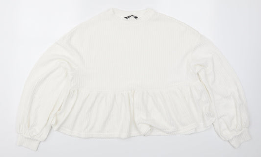 SheIn Womens White   Pullover Sweatshirt Size S