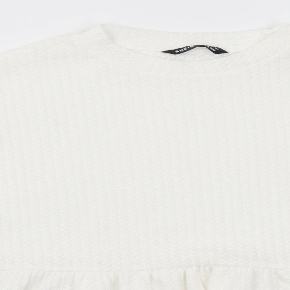 SheIn Womens White   Pullover Sweatshirt Size S
