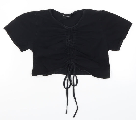 PRETTYLITTLETHING Womens Black   Cropped T-Shirt Size M