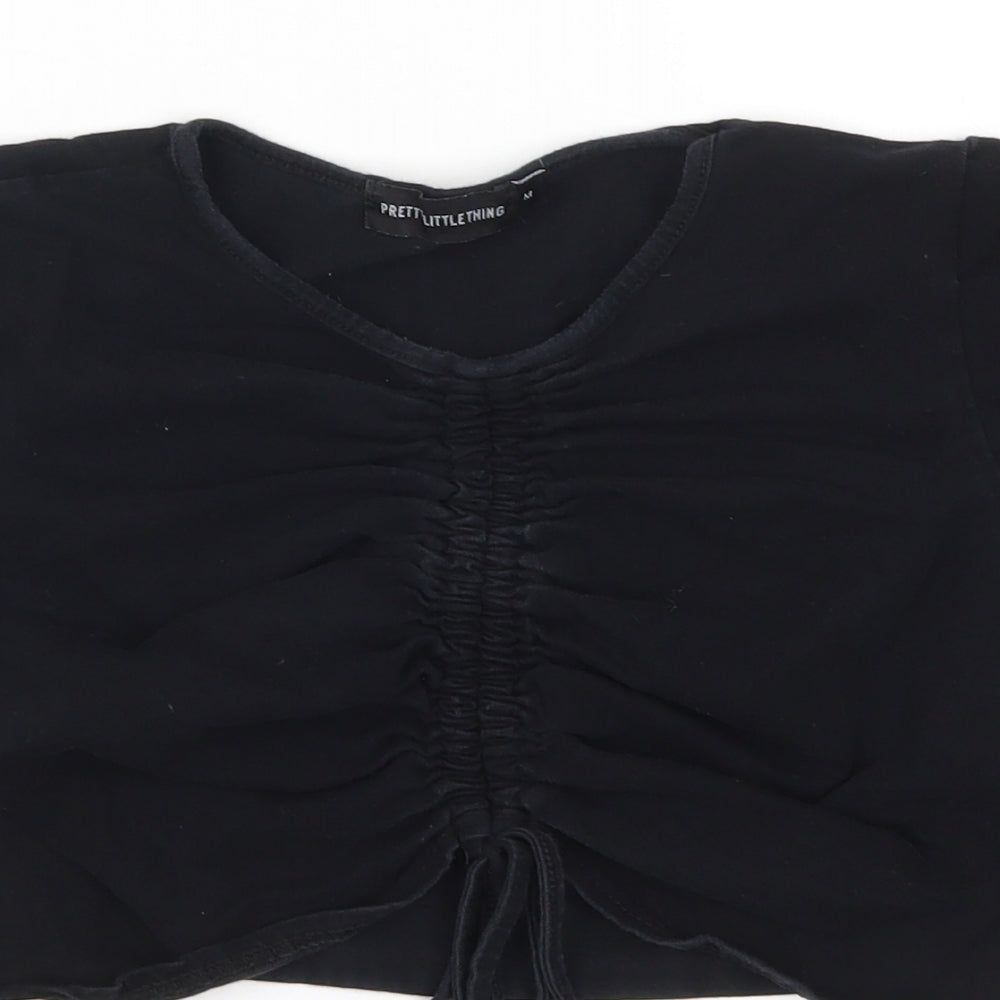 PRETTYLITTLETHING Womens Black   Cropped T-Shirt Size M