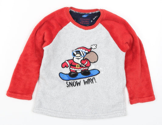 Primark Boys Red Colourblock   Pyjama Top Size 3-4 Years  - Snow Way