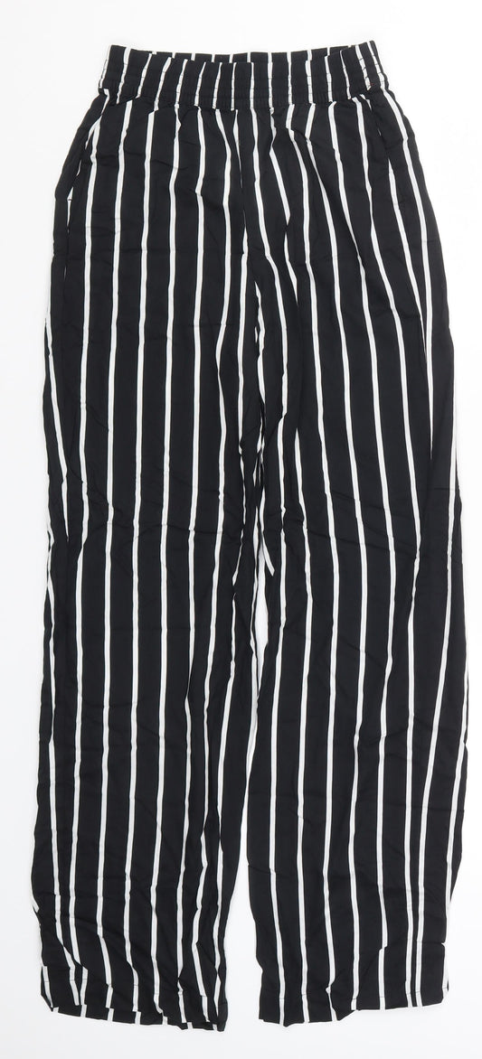 H&M Womens Black Striped  Trousers  Size 4 L28 in