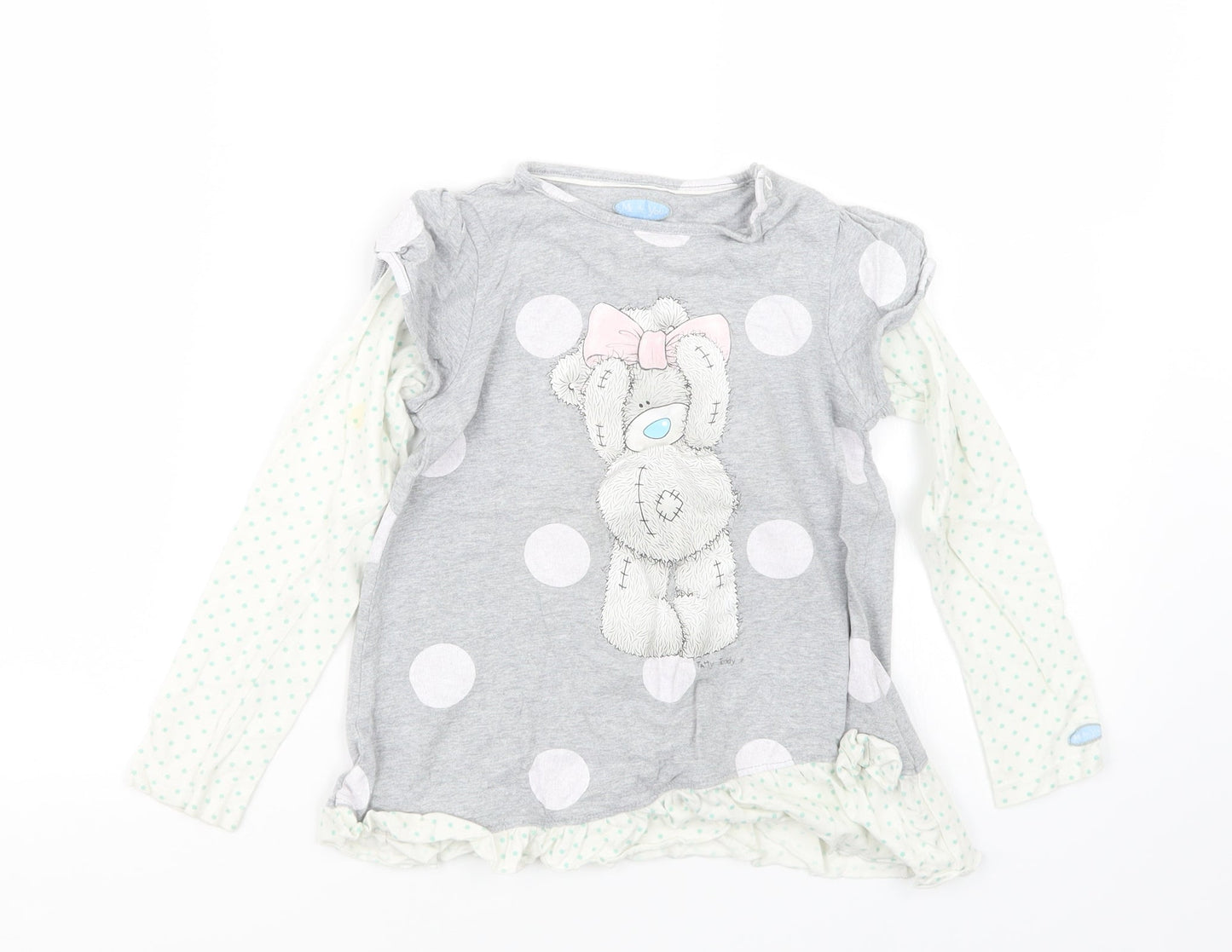 Marks and Spencer Girls Grey   Basic T-Shirt Size 6-7 Years  - Tatty Teddy
