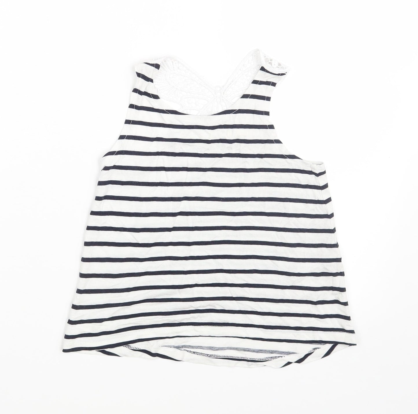 H&M Girls White Striped  Basic Tank Size 4-5 Years