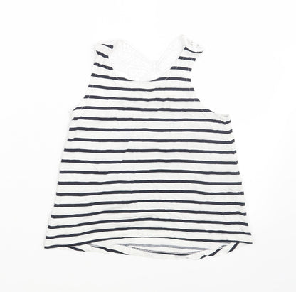 Additional front view of H&M girls’ white striped basic tank, size 4-5, years