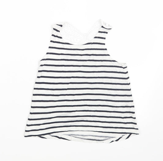 H&M Girls White Striped  Basic Tank Size 4-5 Years