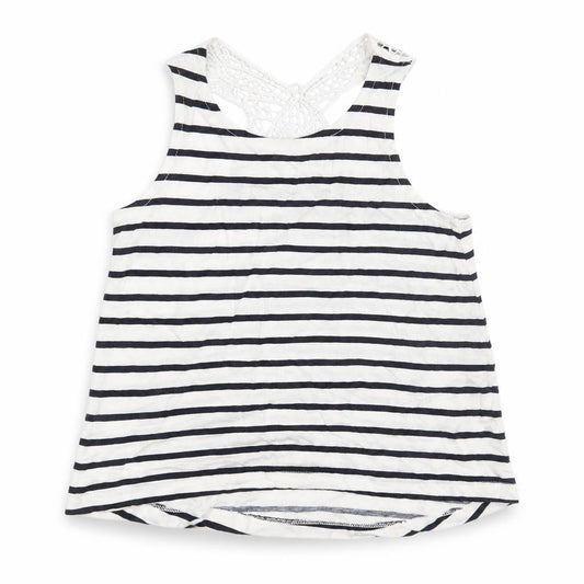 H&M Girls White Striped  Basic Tank Size 4-5 Years
