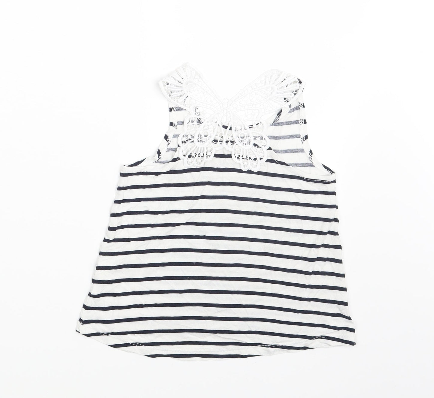 H&M Girls White Striped  Basic Tank Size 4-5 Years
