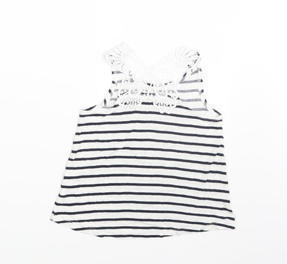 Back view of H&M girls’ white striped basic tank, size 4-5, years