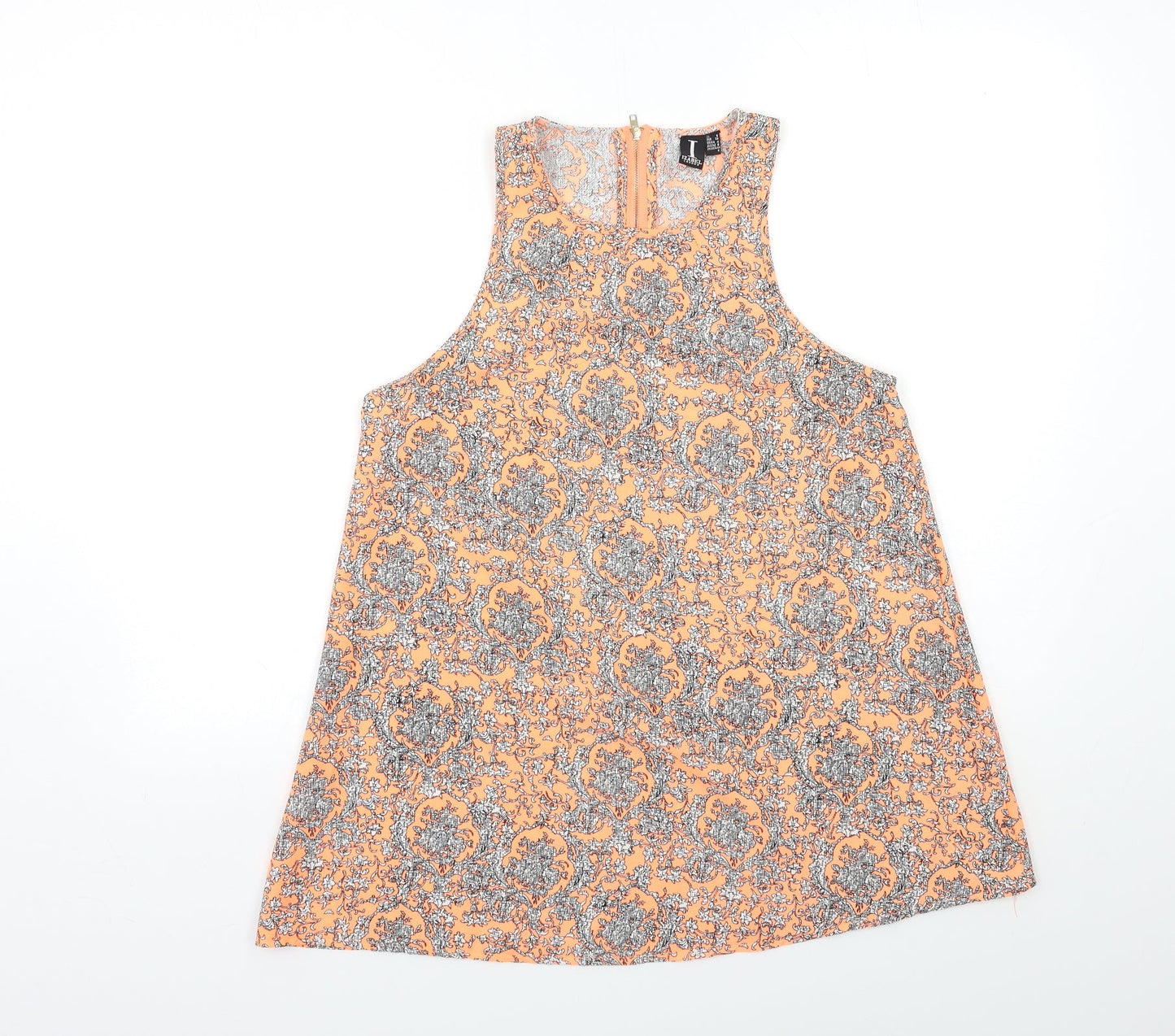 IZABELL Womens Orange Paisley  Basic Tank Size 8