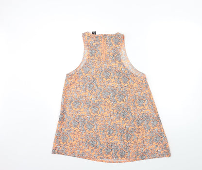 Back view of IZABELL women’s orange paisley basic tank, size UK 8