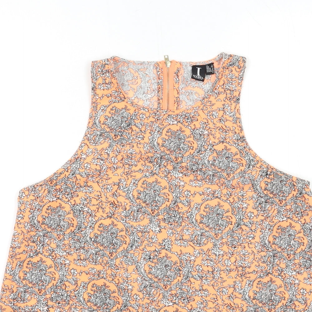 IZABELL Womens Orange Paisley  Basic Tank Size 8