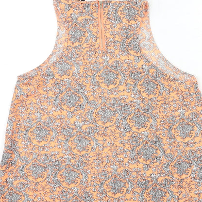 Brand and care label for IZABELL women’s orange paisley basic tank, size UK 8