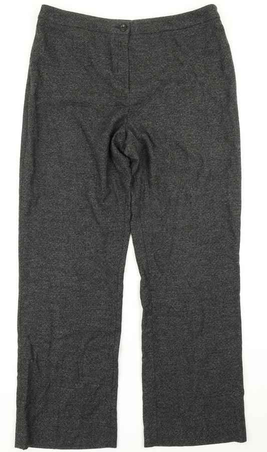 Preworn Womens Grey Herringbone  Dress Pants Trousers Size 34 in L28 in