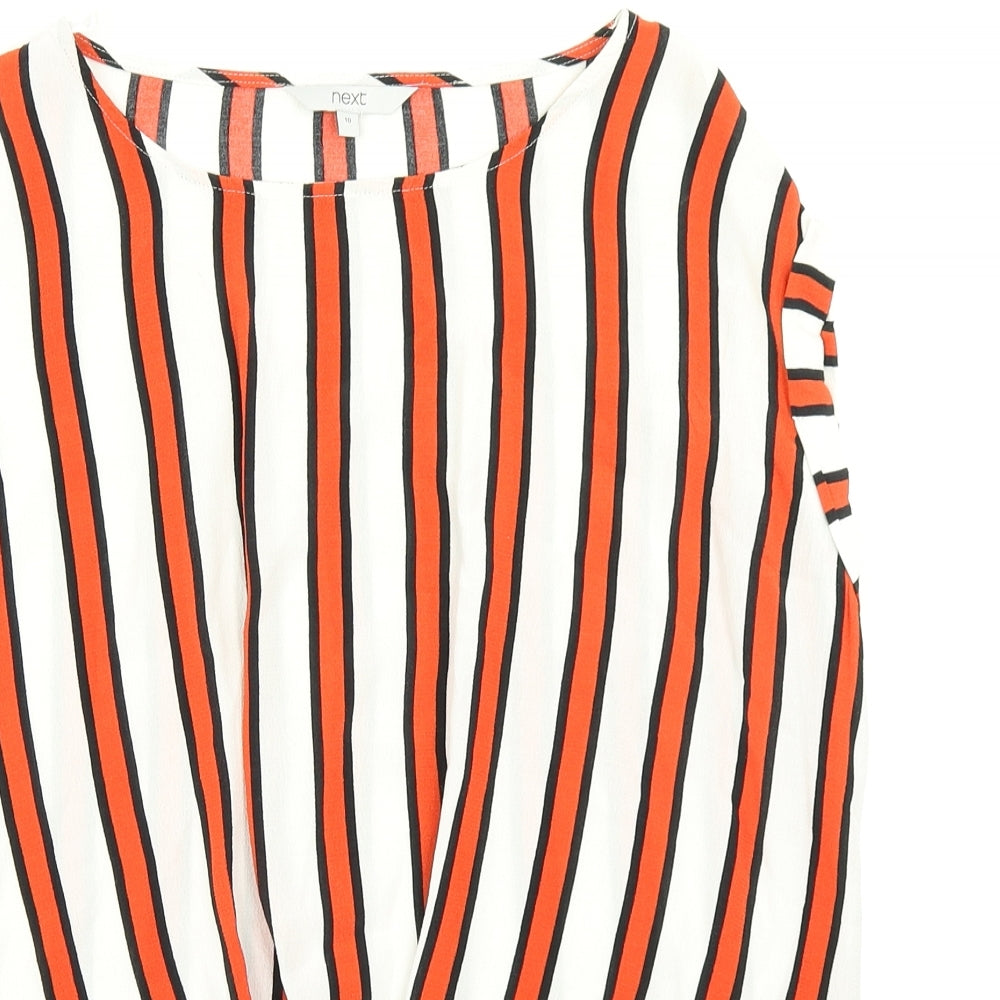 NEXT Womens Red Striped  Basic Blouse Size 10