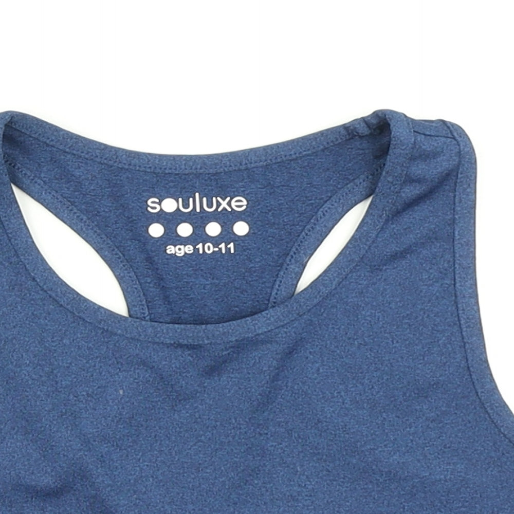 Souluxe Girls Blue   Cropped Tank Size 10-11 Years