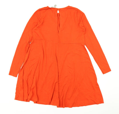 Back view of ASOS women’s orange fit & flare, size UK 12