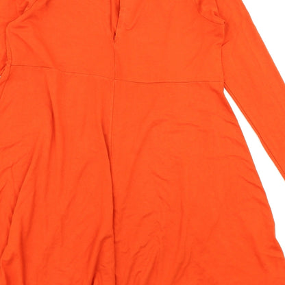 Brand and care label for ASOS women’s orange fit & flare, size UK 12